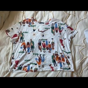 Zara graphic pattern tee, oversized and cropped